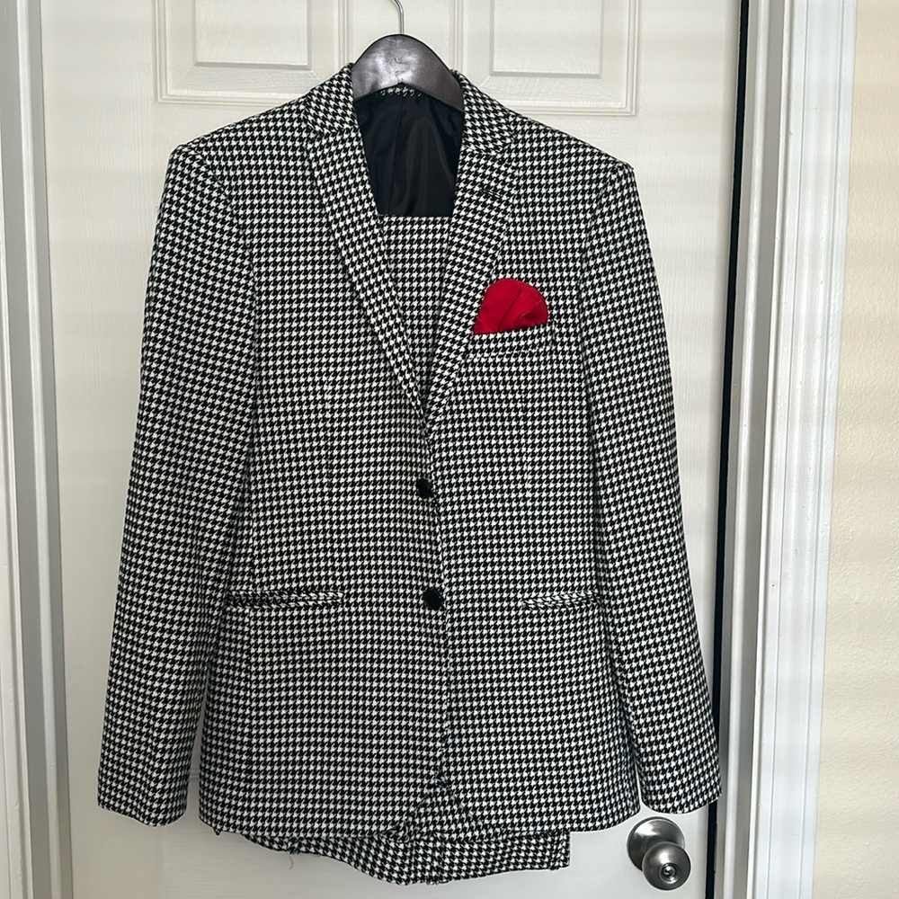 Black and white suit